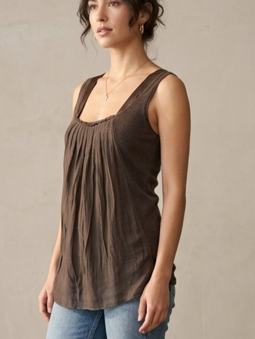 Vtg Brunello Cucinelli Brown Knit Layered Tank Top XS/S
